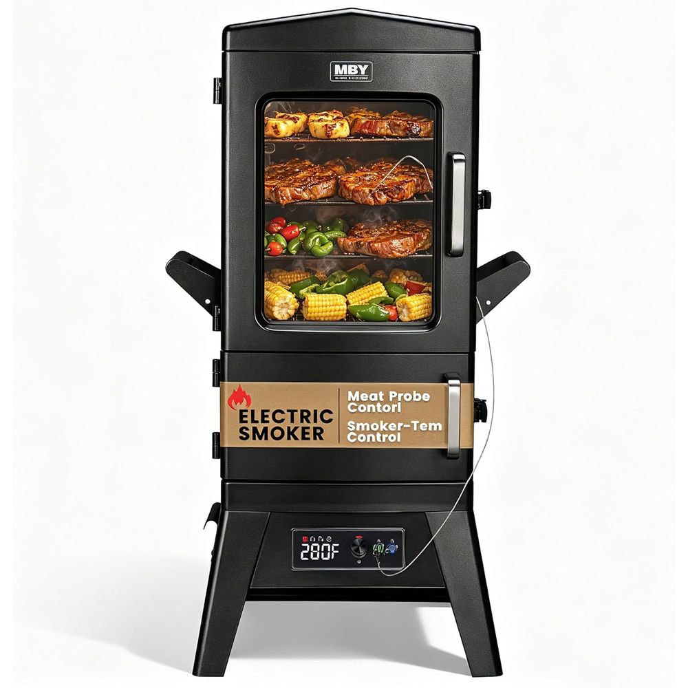 Electric Smoker Bbq - Электрический гриль-коптильня большой вместимости с крышкой,